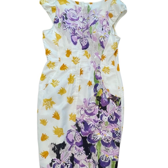 Floral print dress purple white yellow size 8 Rebekah Maysles by Anthropologie - Picture 3 of 8